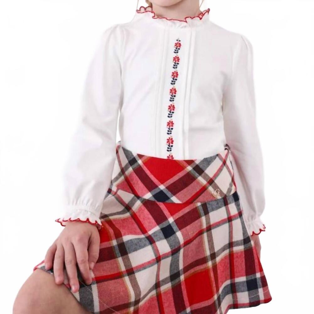NEW MAYORAL girls knit embroidered blouse in white